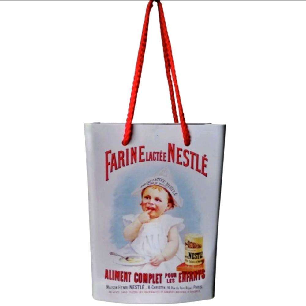 Cookie Tin Gift Storage Farine Lactee Nestle Good Start Supreme W/ Cord Handles